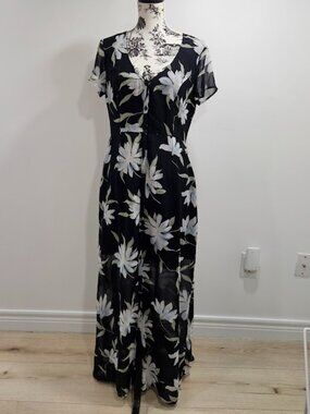 Floral Modcloth Brand: Ladakh Button Front Dress Maxi XL